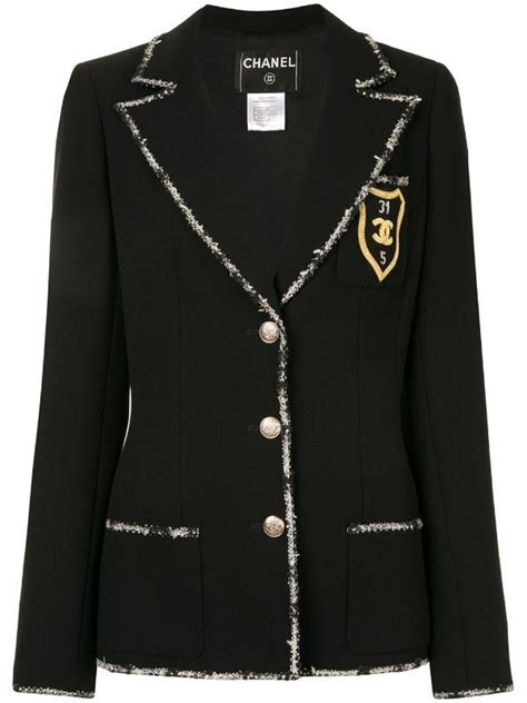 chanel black wool blazer 2005|farfetch chanel blazer.